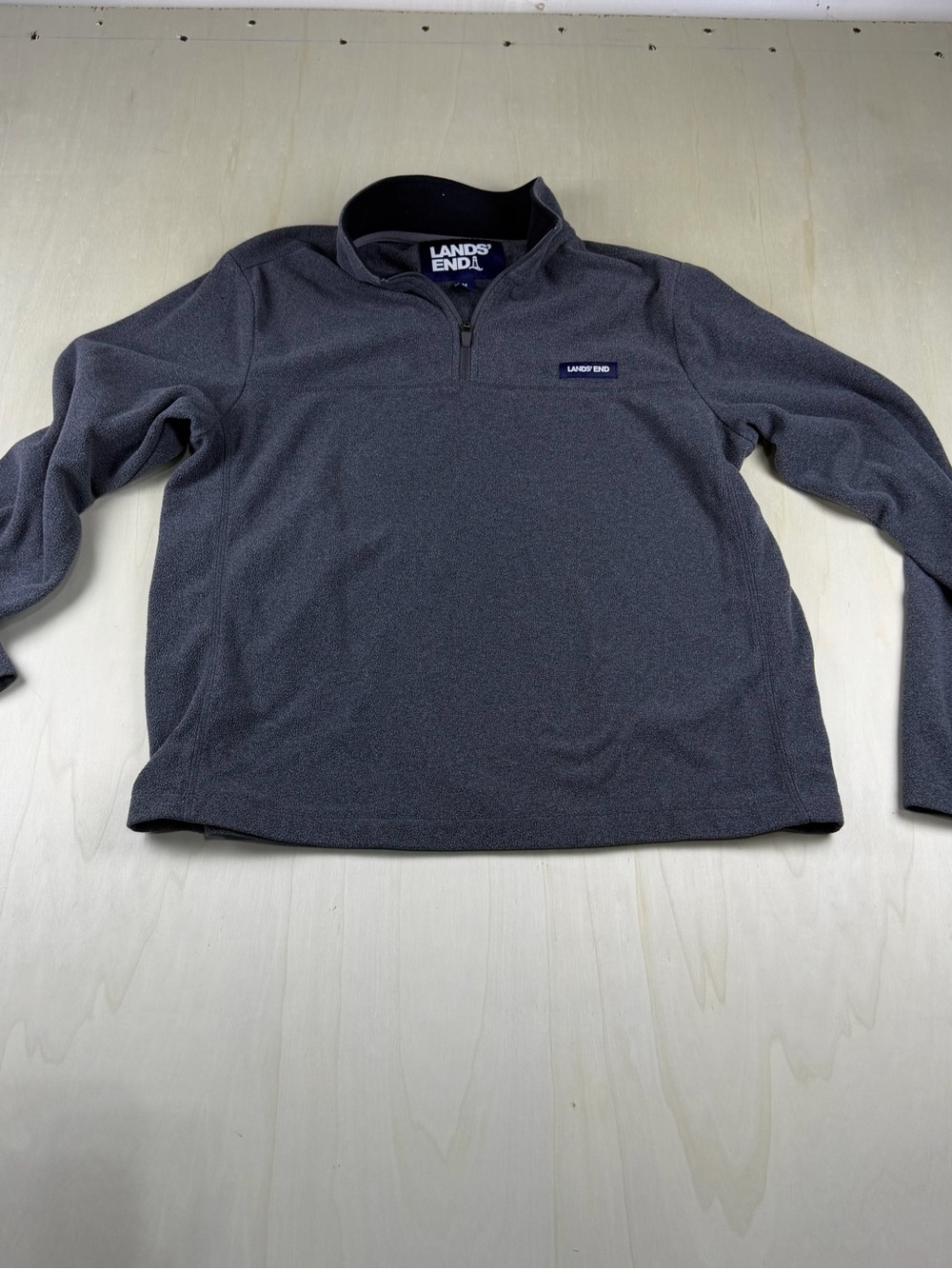 Lands' End Gray Fleece Quarter-Zip Pullover